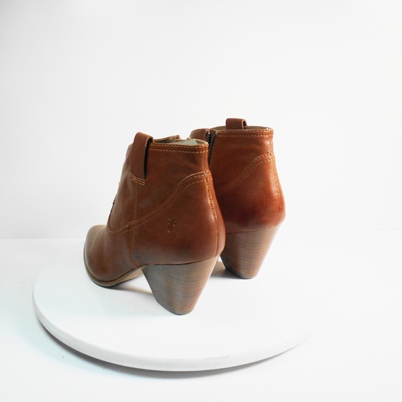 FRYE women's Cognac Leather Bootie - Picture 4 of 8